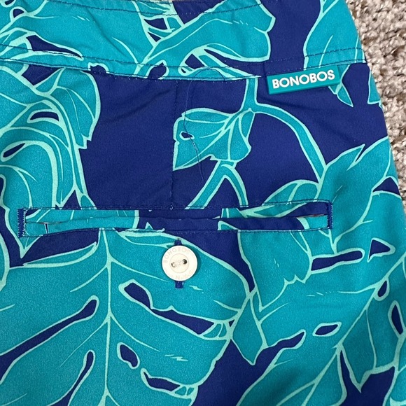 Bonobos Swim Trunks‎ Shorts Mens L Blue Tropical Lined Drawstring - Picture 8 of 11